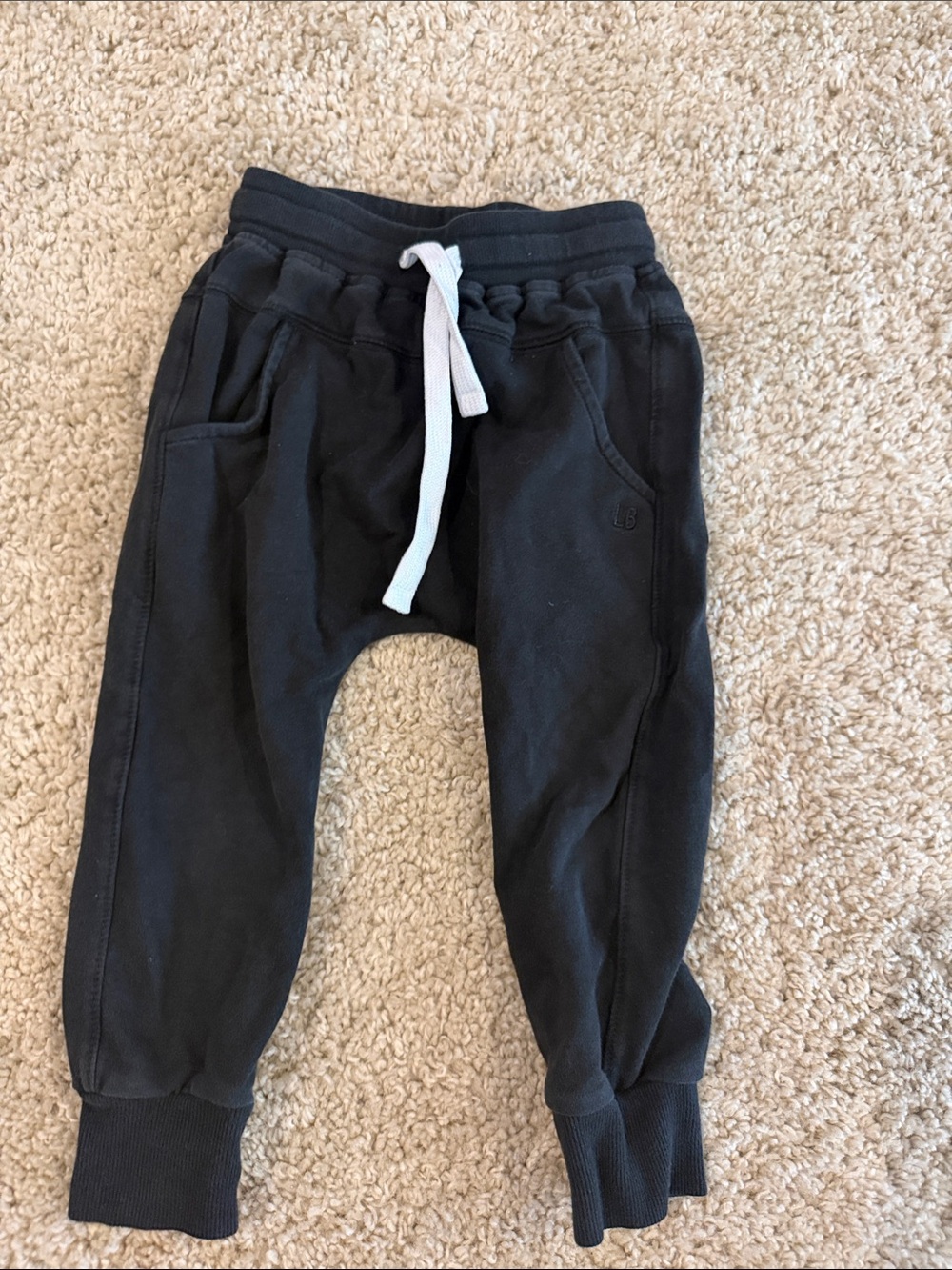 Little Bipsy Black Jogger Pants with White Drawstring toddler boy 3T-4T